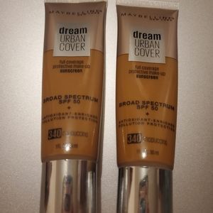 2 Maybelline DREAM URBAN COVER Full Coverage Foundation SPF 50 Cappuccino 340